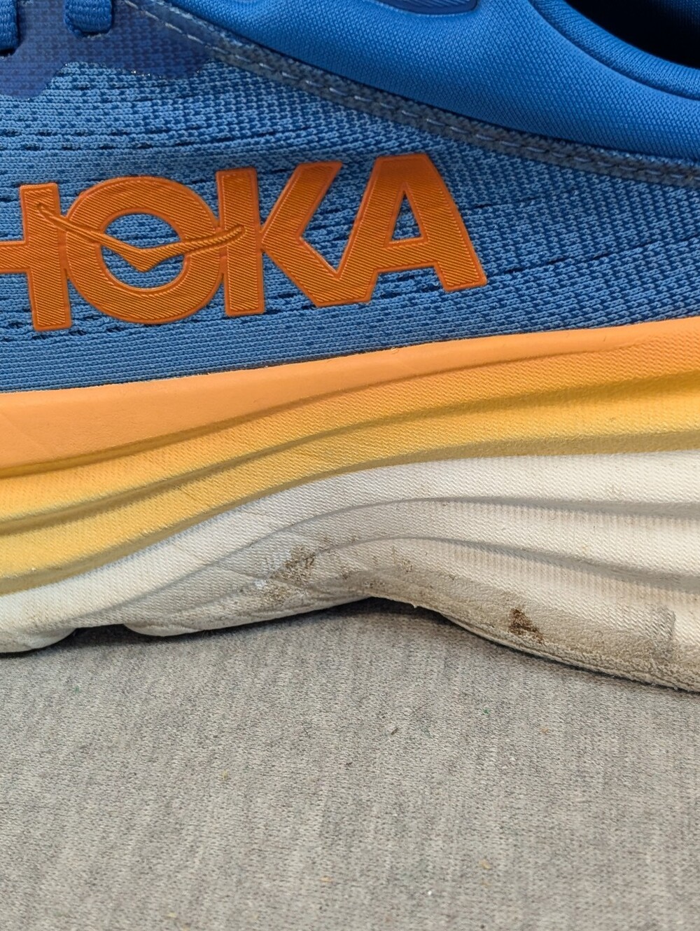 Hoka Bondi 8 Running Shoes Men's 8.5D Blue Orange Sneakers - Picture 3 of 16